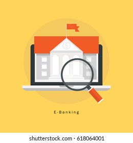 E-Banking, financial management flat vector illustration design. Internet banking transaction, online banking design for mobile and web graphics