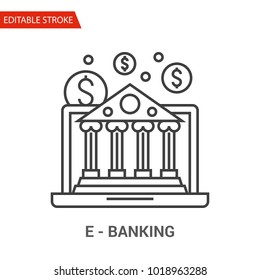 E-Banking Icon. Thin Line Vector Illustration. Adjust stroke weight - Expand to any Size - Easy Change Colour - Editable Stroke - Pixel Perfect