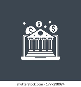 E-Banking related vector glyph icon. Isolated on black background. Vector illustration.