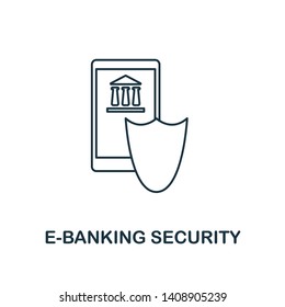 E-Banking Security icon outline style. Thin line design from fintech icons collection. Pixel perfect e-banking security icon for web design, apps, software, print usage.