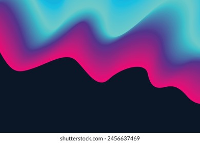 The ebb and flow of a radiant holographic gradient, with waves of neon light casting a soft glow on the dark, abstract expanse