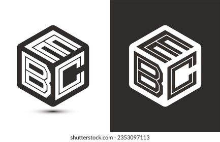EBC letter logo design with illustrator cube logo, vector logo modern alphabet font overlap style. Premium Business logo icon. White color on black background