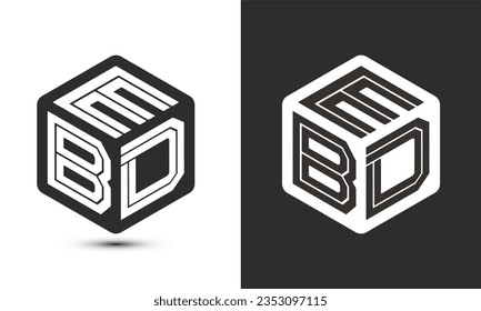 EBD letter logo design with illustrator cube logo, vector logo modern alphabet font overlap style. Premium Business logo icon. White color on black background