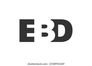 EBD logo design. Initial letter E B D bold font style for tech startups, consulting, corporate branding. Creative company name, headlines typography identity, trendy logotype. Vector illustration.