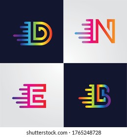 e,b,d,n-Buchstaben Original Logo-Stil Premium Vektor Design, professionelles Logo Design, Abstraktes farbiges Logo, Farbverlauf-Farbverlauf-Vektordesign