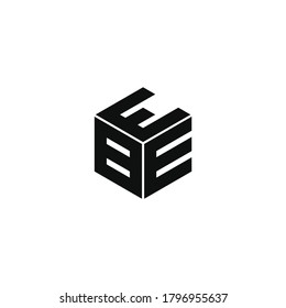 EBE triple cubic alphabet letter vector geometric font icon & Logo for your design