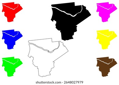 Cidade de Ebetsu (Japão, Nihon-koku ou Nippon-koku, região de Hokkaido) mapa ilustração vetorial, esboço de rabisco Mapa de Ebetsu-shi