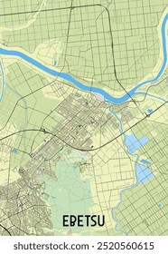  Ebetsu, Japan artistic map poster