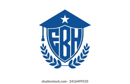 Plantilla de vector de diseño de logotipo académico de letras iniciales EBH. monograma, resumen, escuela, universidad, universidad, graduación, símbolo, escudo, modelo, instituto, educativo, canter de entrenamiento, tecnología, signo, insignia