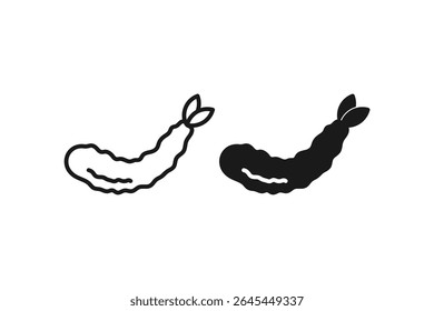 ebi furai ou camarões fritos em linha de ícone de farinha ou design plano
