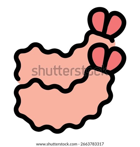 Ebi furai icon flat line style illustration representing Japanese fried shrimp and seafood cuisine suitable for restaurant menus food delivery apps and culinary culture projects