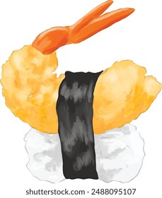  Ebi furai sushi menu illustration