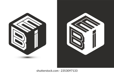 EBI letter logo design with illustrator cube logo, vector logo modern alphabet font overlap style. Premium Business logo icon. White color on black background