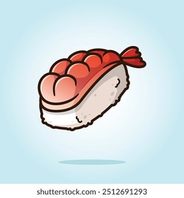 Ebi nigiri sushi - japanese food. Rice with shrimp. food vector cartoon illustration