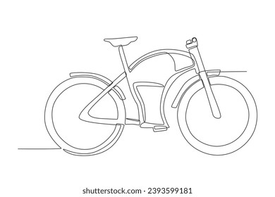 An e-bike with battery power. Electric bike one-line drawing