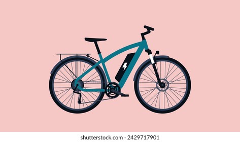 E-Bike or Electric Bicycle, Environment and Mobility Concept, Flat Vector Illustration Design