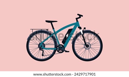 E-Bike or Electric Bicycle, Environment and Mobility Concept, Flat Vector Illustration Design