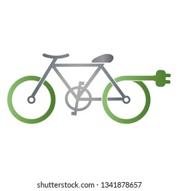 E-bike. Flat vector illustration with bicycle icon on white background