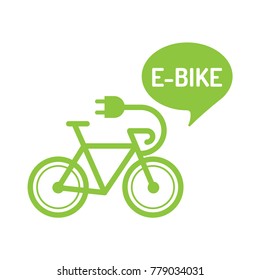 E-bike. Flache Vektorgrafik mit Fahrradsymbol auf weißem Hintergrund.