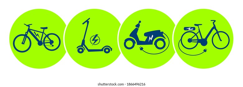 e-bike graphic with bicycle and scooter in vector quality.