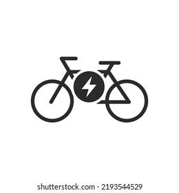 Ebike Line Icon, Electric Bicycle Eco Friendly Flat Design Vector Isolated On White Background.