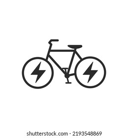 Ebike Line Icon, Electric Bicycle Eco Friendly Flat Design Vector Isolated On White Background.