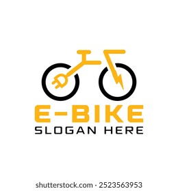 E-Bike-Logo. Design-Vorlage für Elektrofahrrad-Logo, Öko-Fahrrad, Motorrad