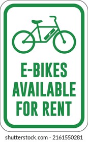 E-Bike Rental Sign | Electric Bicycles Available for Rent | Bike Shop Signage | Vacation Destination and Greenway Resources