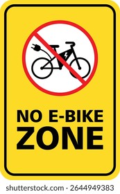Uso De Bicicleta Eletrônica Não Permitido Sinal Amarelo. Restrito No Electric Bikes zona sinal com fundo branco
