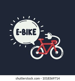 E-bike. Vector hand drawn icon illustration on dark background.