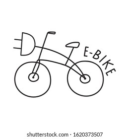 E-bike. Vector hand drawn outline icon. Illustration on white background.