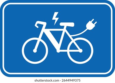 E-Bikes Permitido Sinal Azul. Sinal de área de estacionamento de bicicleta elétrica. Estação de carregamento de E-Bike
