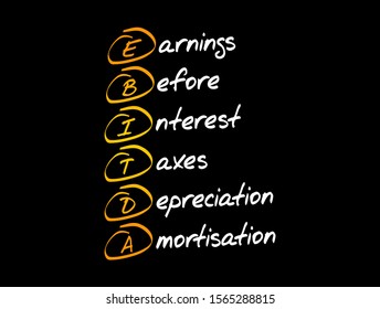 EBITDA - Earnings Before Interest, Taxes, Depreciation, Amortization acronym, business concept background