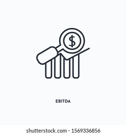 Ebitda outline icon. Simple linear element illustration. Isolated line Ebitda icon on white background. Thin stroke sign can be used for web, mobile and UI.