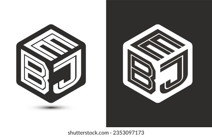 EBJ letter logo design with illustrator cube logo, vector logo modern alphabet font overlap style. Premium Business logo icon. White color on black background