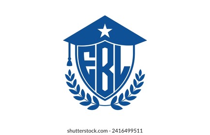 Plantilla de vector de diseño de logotipo académico de letras iniciales EBL. monograma, resumen, escuela, universidad, universidad, graduación, símbolo, escudo, modelo, instituto, educativo, canter de entrenamiento, tecnología, signo, insignia