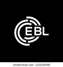 Diseño del logo de la carta EBL sobre fondo negro. Concepto del logotipo de la carta de las iniciales creativas EBL. Diseño de letras EBL.
