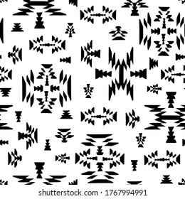 EBlack and white ethnic geometric kilim woven seamless vector background in pink orange colors for fabric, wallpaper, scrapbooking projects or backgrounds.Turkish, Aztec woven rug. Seamless vector