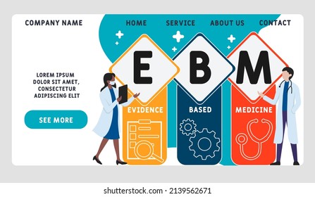 EBM - evidence based medicine  acronym. business concept background.  vector illustration concept with keywords and icons. lettering illustration with icons for web banner, flyer, landing