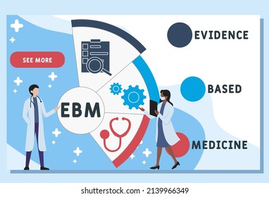 EBM - evidence based medicine  acronym. business concept background.  vector illustration concept with keywords and icons. lettering illustration with icons for web banner, flyer, landing