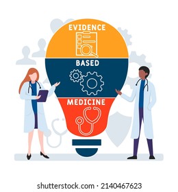 EBM - evidence based medicine  acronym. business concept background.  vector illustration concept with keywords and icons. lettering illustration with icons for web banner, flyer, landing