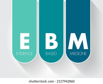 EBM - Evidence-based medicine - use of current best evidence in making decisions about the care of individual patients, acronym text concept background