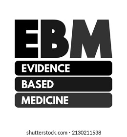 EBM - Evidence-based medicine - use of current best evidence in making decisions about the care of individual patients, acronym text concept background