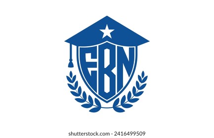 Plantilla de vector de diseño de logotipo académico de letras iniciales EBN. monograma, resumen, escuela, universidad, universidad, graduación, símbolo, escudo, modelo, instituto, educativo, canter de entrenamiento, tecnología, signo, insignia