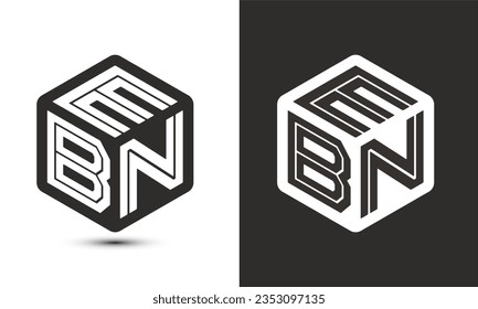EBN letter logo design with illustrator cube logo, vector logo modern alphabet font overlap style. Premium Business logo icon. White color on black background