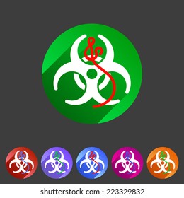Ebola biohazard flat icon badge