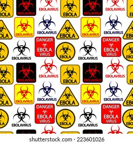 Ebola danger signs seamless pattern on white background. Vector illustration.