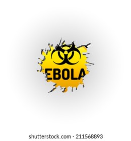 Ebola virus biohazard warning sign behind the hole on the wall - isolated vector