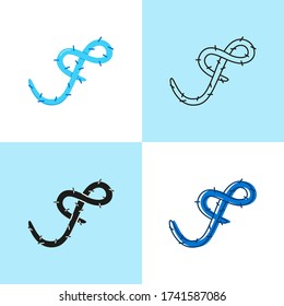 Ebola virus cell icon set in flat and line style. Vector illustration.