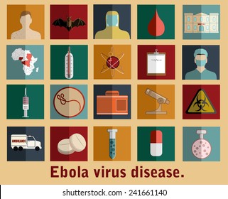 Ebola virus flat style icons.